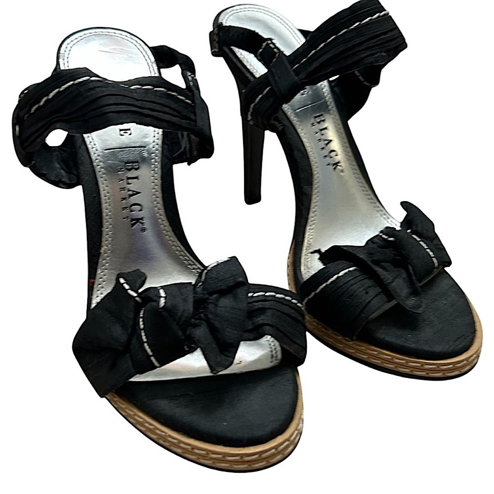 White House Black Market SASHA Black Strappy 4 inch Heels Women's Size 6